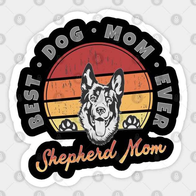 German Shepherd Mom Retro Sunset Sticker by RamoryPrintArt